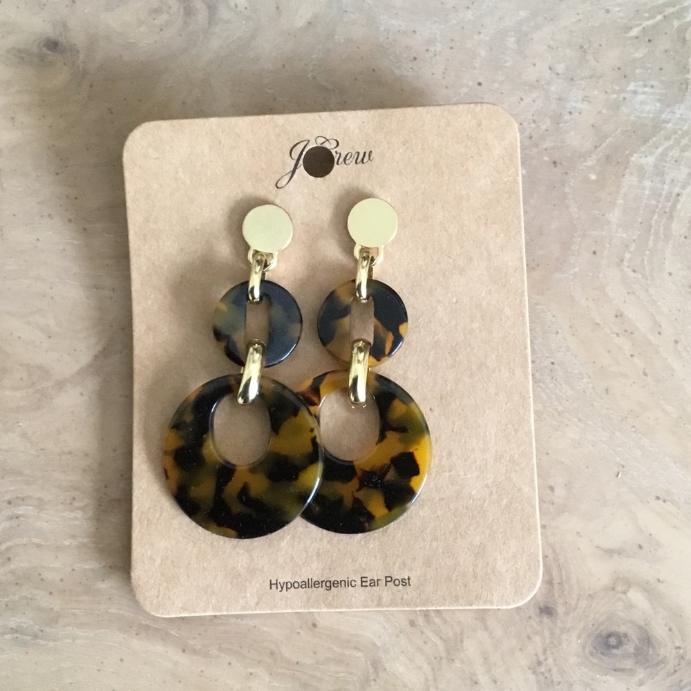 J. Crew Tortoiseshell Drop Earrings with Gold Posts